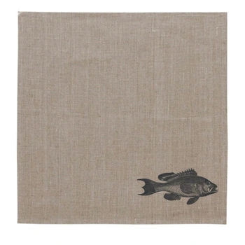 Serwetka Frohstoff Barsch beżowa lniana z nadrukiem okonia 45 x 45 cm