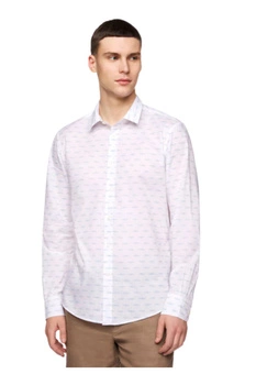 Koszula męska United Colors of Benetton Basic biała w rybki