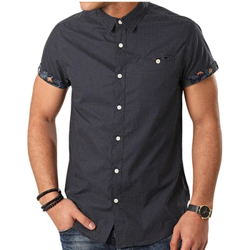 Koszula męska Deeluxe Pagos z krótkim rękawem granatowa w kropki